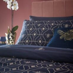 Furn Furn. Bee Deco Navy Duvet Cover And Pillowcase Set -Dunelm Shop 30746755 alt02