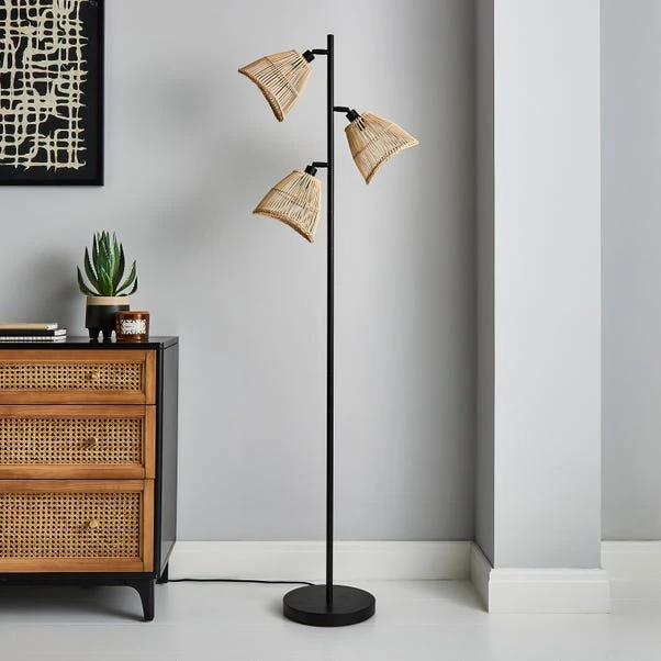 Elements Jaula 3 Light Rattan Floor Lamp 2 Elements Jaula 3 Light Rattan Floor Lamp - Image 2