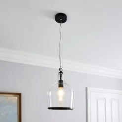 Dunelm Lenny 1 Light Black Ceiling Fitting