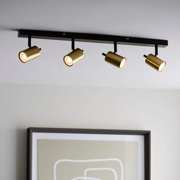 Dunelm Carter 4 Light Gold Spotlight Bar 1 Dunelm Carter 4 Light Gold Spotlight Bar