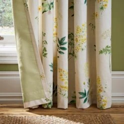 Natural History Museum Marsh Botanical Ochre Pencil Pleat Curtains -Dunelm Shop 30755549 alt06