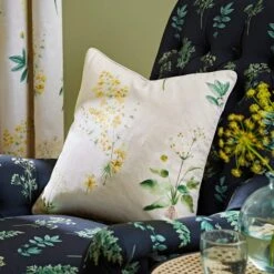 Natural History Museum Marsh Botanical Ochre Pencil Pleat Curtains -Dunelm Shop 30755549 alt07