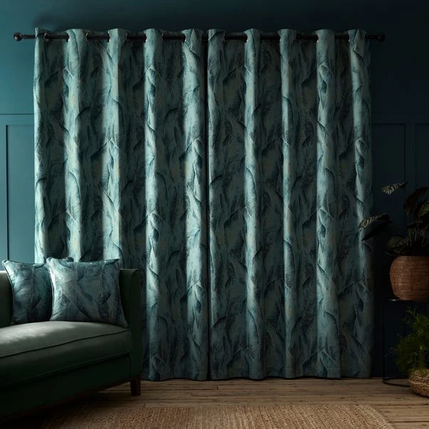 Dunelm Malawi Green Eyelet Curtains 5 Dunelm Malawi Green Eyelet Curtains - Image 5