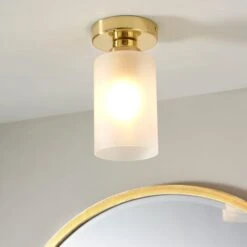 Dunelm Fryer Bathroom 1 Light Flush Ceiling Gold
