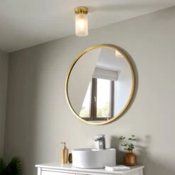 Dunelm Fryer Bathroom 1 Light Flush Ceiling Gold -Dunelm Shop 30766172 alt02