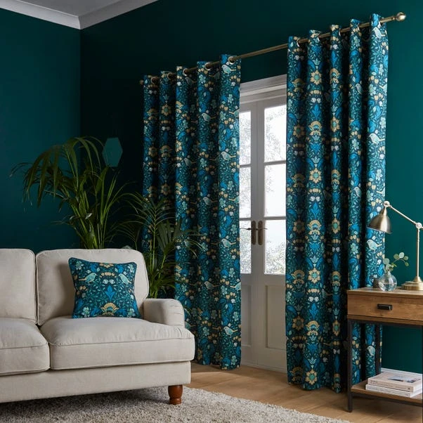 Dunelm Ruskin Bottle Green Eyelet Curtains 2 Dunelm Ruskin Bottle Green Eyelet Curtains - Image 2