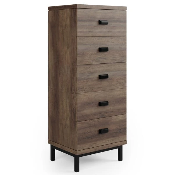 Dunelm Fulton Tall 5 Drawer Chest, Pine Effect 2 Dunelm Fulton Tall 5 Drawer Chest, Pine Effect - Image 2