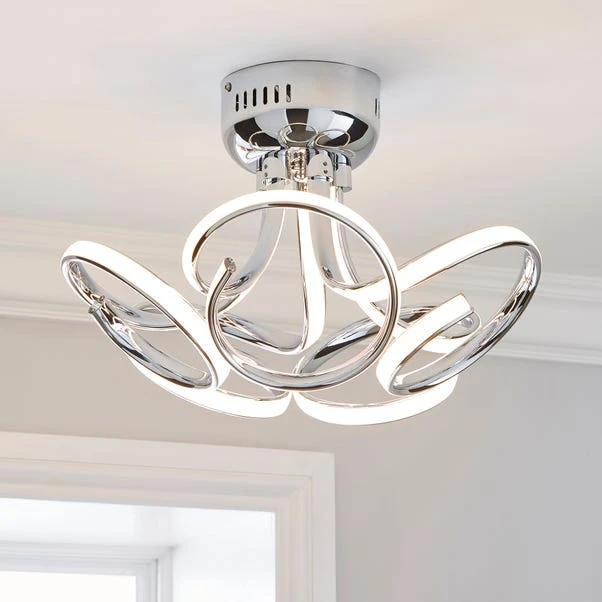 Dunelm Cortez 5 Light Integrated LED Swirl Semi-Flush Ceiling Fitting 1 Dunelm Cortez 5 Light Integrated LED Swirl Semi-Flush Ceiling Fitting