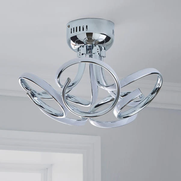 Dunelm Cortez 5 Light Integrated LED Swirl Semi-Flush Ceiling Fitting 2 Dunelm Cortez 5 Light Integrated LED Swirl Semi-Flush Ceiling Fitting - Image 2