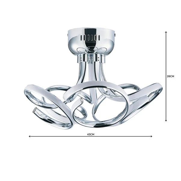 Dunelm Cortez 5 Light Integrated LED Swirl Semi-Flush Ceiling Fitting 6 Dunelm Cortez 5 Light Integrated LED Swirl Semi-Flush Ceiling Fitting - Image 6