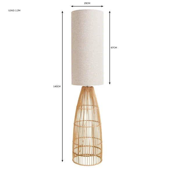 Dunelm Cortado Natural Wicker Floor Lamp 6 Dunelm Cortado Natural Wicker Floor Lamp - Image 6