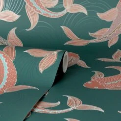 Dunelm Decorative Fish Peacock Wallpaper -Dunelm Shop 30783058 alt02
