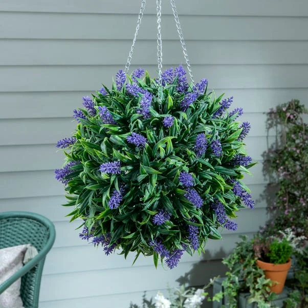 Dunelm Topiary Ball Purple Flower 25cm 1 Dunelm Topiary Ball Purple Flower 25cm