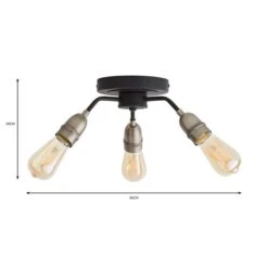 Dunelm Marsden 3 Light Semi Flush Ceiling Fitting, Black And Nickel -Dunelm Shop 30798587 alt06