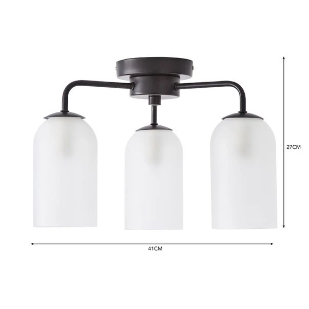 Dunelm Palazzo Semi Flush 3 Frosted Light Fitting 5 Dunelm Palazzo Semi Flush 3 Frosted Light Fitting - Image 5