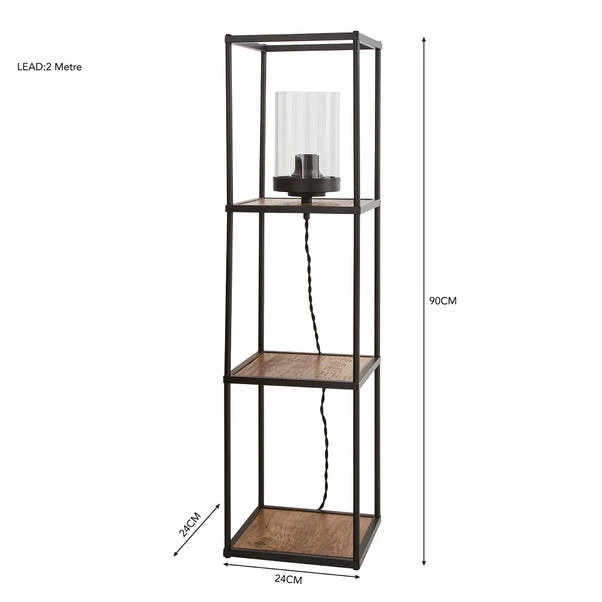 Dunelm Fulton Midi Shelved Floor Lamp Rustic Pine And Black 5 Dunelm Fulton Midi Shelved Floor Lamp Rustic Pine And Black - Image 5