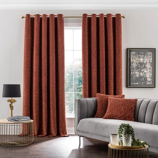 Dunelm Animal Cut Velvet Copper Eyelet Curtains 2 Dunelm Animal Cut Velvet Copper Eyelet Curtains - Image 2
