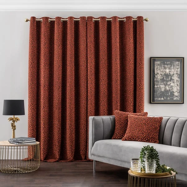 Dunelm Animal Cut Velvet Copper Eyelet Curtains 5 Dunelm Animal Cut Velvet Copper Eyelet Curtains - Image 5