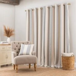 Churchgate Recycled Cotton Stripe Eyelet Curtains 8 Churchgate Recycled Cotton Stripe Eyelet Curtains -Dunelm Shop 30808592 alt04