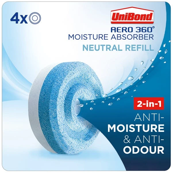 UniBond Aero 360 Moisture Absorber Neutral Refill X4 1 UniBond Aero 360 Moisture Absorber Neutral Refill X4