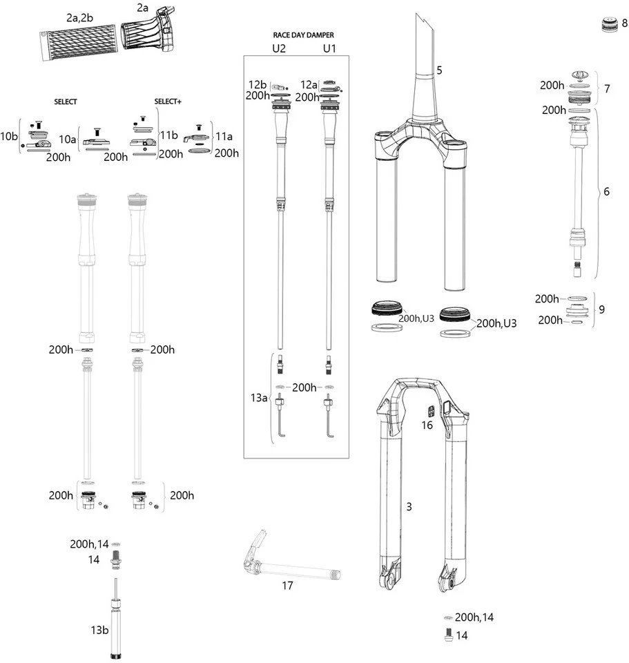 ROCKSHOX SID 35 Mm Select/Select+/Ultimate Spare Parts (C1 / 2021) 1 ROCKSHOX SID 35 Mm Select/Select+/Ultimate Spare Parts (C1 / 2021)