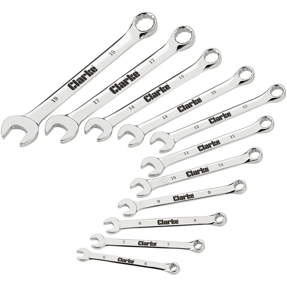 Clarke CHT806 11 Piece 6 - 19mm Combination Spanner Set 1 Clarke CHT806 11 Piece 6 - 19mm Combination Spanner Set
