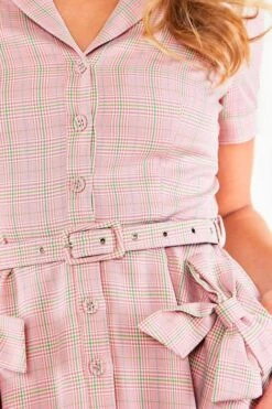 Kenzy Plaid Bow Pocket Button Up Flare Dress -Dunelm Shop Kenzy Plaid Bow Pocket Button Up Flare Dress Voodoo Vixen 5