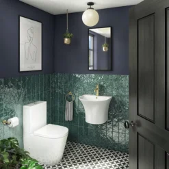 Arezzo Curved Ceramic One Piece Wall Hung Basin 1TH - 540mm Wide 5 Arezzo Curved Ceramic One Piece Wall Hung Basin 1TH - 540mm Wide -Dunelm Shop az500md2