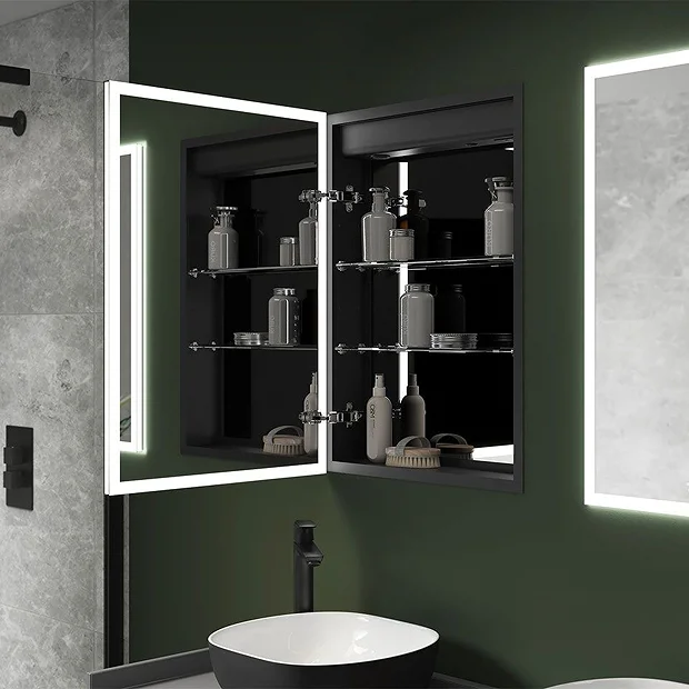 Arezzo 500 X 700mm Recessed LED Illuminated Bathroom Mirror Cabinet With Shaver Socket & Anti-Fog 4 Arezzo 500 X 700mm Recessed LED Illuminated Bathroom Mirror Cabinet With Shaver Socket & Anti-Fog - Image 4