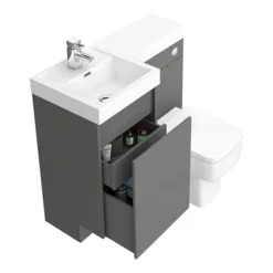 Arezzo 900mm Gloss Grey Combination Bathroom Suite Unit (inc. Cistern + Square Toilet) -Dunelm Shop azcbs9gry d1