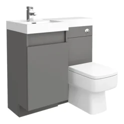Arezzo 900mm Gloss Grey Combination Bathroom Suite Unit (inc. Cistern + Square Toilet) -Dunelm Shop azcbs9gry nd2