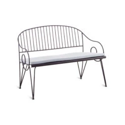 Ariete Bench With Backrest - / L 127 Cm - Iron / Seat Cushion - Unopiu