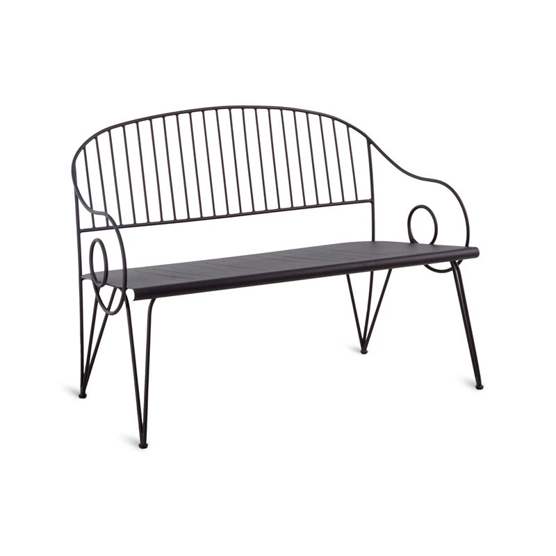 Ariete Bench With Backrest - / L 127 Cm - Iron / Seat Cushion - Unopiu 2 Ariete Bench With Backrest - / L 127 Cm - Iron / Seat Cushion - Unopiu - Image 2