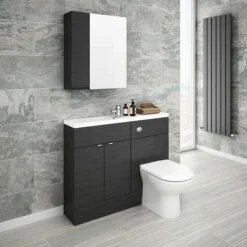 Brooklyn 600mm Bathroom Mirror & Fascia Cabinet - Black 5 Brooklyn 600mm Bathroom Mirror & Fascia Cabinet - Black -Dunelm Shop brooklynbathroommirrorfasciacabinetblack600mmd1
