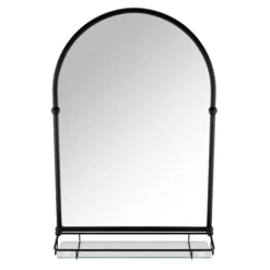 Chatsworth Traditional 700 X 490mm Arched Mirror With Glass Shelf - Matt Black -Dunelm Shop chtmbms detail03