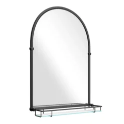 Chatsworth Traditional 700 X 490mm Arched Mirror With Glass Shelf - Matt Black -Dunelm Shop chtmbms detail04