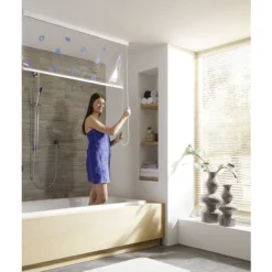 Kleine Wolke - Vinyl White Stripe Shower Roller Blind W1340 X H2400mm (Parts A+B) 5 Kleine Wolke - Vinyl White Stripe Shower Roller Blind W1340 X H2400mm (Parts A+B) -Dunelm Shop kleinewolkevinylmilkyshowerrollerblindd1