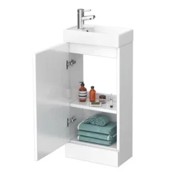 Milan Minimalist Compact Floor Standing Vanity Unit + Knedlington Close Coupled Toilet -Dunelm Shop mcfsvkcct n d2