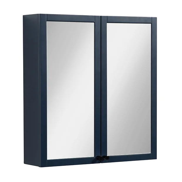 Montrose 600mm Indigo Blue Mirrored Cabinet With Matt Black Handles 2 Montrose 600mm Indigo Blue Mirrored Cabinet With Matt Black Handles - Image 2