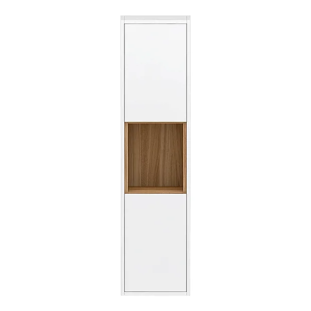 Haywood 1400mm Gloss White / Natural Oak Wall Hung Tall Unit 4 Haywood 1400mm Gloss White / Natural Oak Wall Hung Tall Unit - Image 4