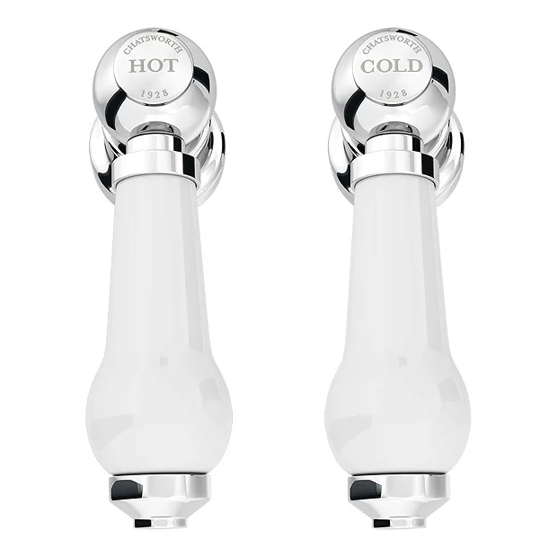 Chatsworth 1928 Traditional 3TH White Lever Deck Mounted Basin Mixer Tap With Curved Spout 3 Chatsworth 1928 Traditional 3TH White Lever Deck Mounted Basin Mixer Tap With Curved Spout - Image 3