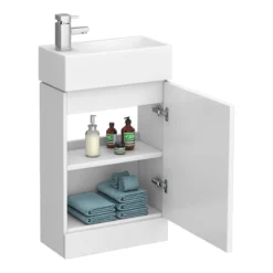 Cubix High Gloss White Vanity Unit Inc Ceramic Basin W480 X D230mm -Dunelm Shop vty058 d4